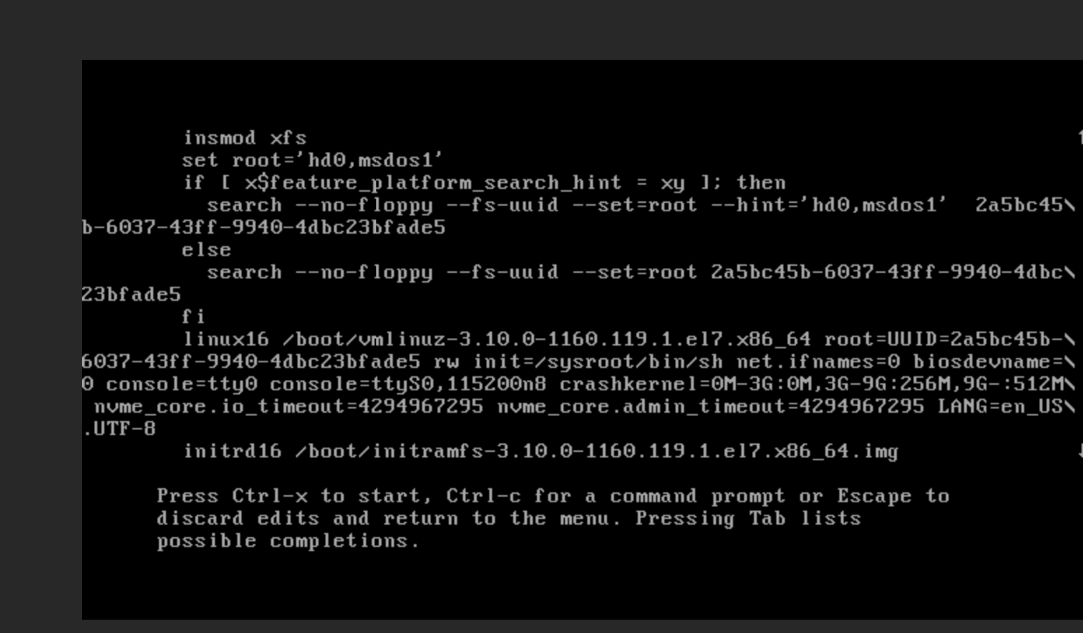 init=/sysroot/bin/sh init=/sysroot/bin/sh